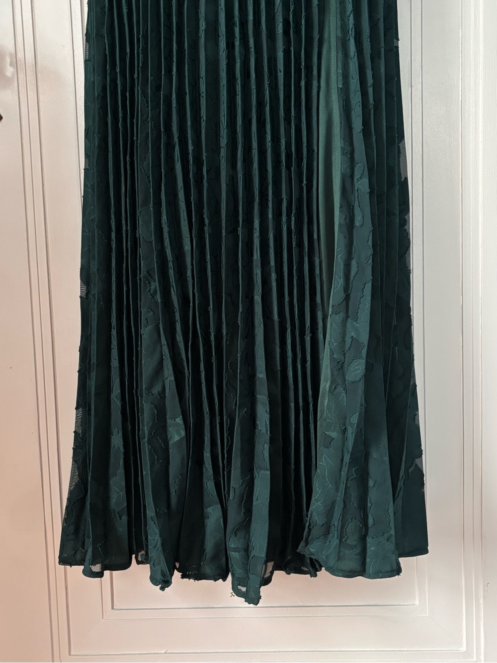 Lulus Dacie Emerald Floral Burnout Pleated Bustier Maxi Dress Green XS HEMMED - Picture 6 of 6